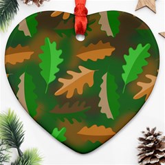 Leaves Foliage Pattern Oak Autumn Ornament (heart)