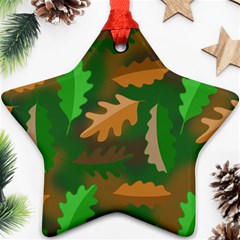 Leaves Foliage Pattern Oak Autumn Ornament (star) by Maspions