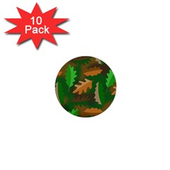 Leaves Foliage Pattern Oak Autumn 1  Mini Buttons (10 Pack)  by Maspions