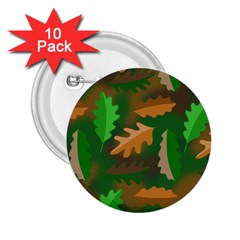 Leaves Foliage Pattern Oak Autumn 2 25  Buttons (10 Pack) 