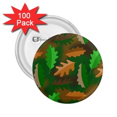 Leaves Foliage Pattern Oak Autumn 2 25  Buttons (100 Pack)  by Maspions