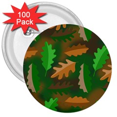 Leaves Foliage Pattern Oak Autumn 3  Buttons (100 Pack) 