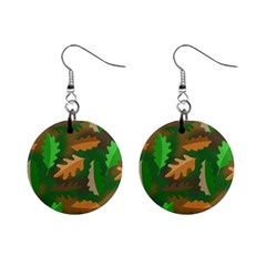 Leaves Foliage Pattern Oak Autumn Mini Button Earrings