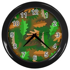 Leaves Foliage Pattern Oak Autumn Wall Clock (black) by Maspions