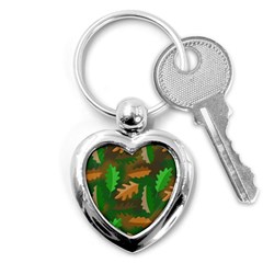 Leaves Foliage Pattern Oak Autumn Key Chain (heart)