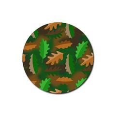 Leaves Foliage Pattern Oak Autumn Rubber Round Coaster (4 Pack)