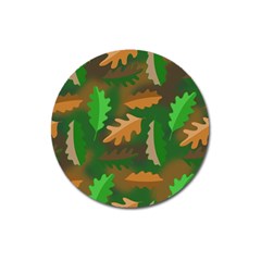 Leaves Foliage Pattern Oak Autumn Magnet 3  (round)