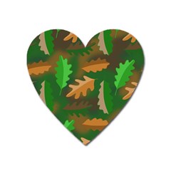 Leaves Foliage Pattern Oak Autumn Heart Magnet