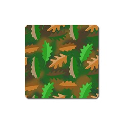 Leaves Foliage Pattern Oak Autumn Square Magnet by Maspions