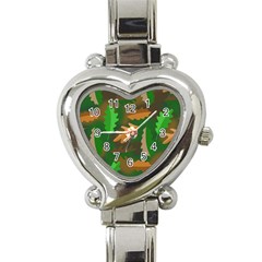 Leaves Foliage Pattern Oak Autumn Heart Italian Charm Watch