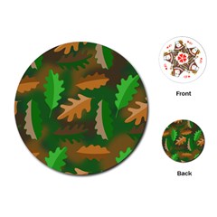 Leaves Foliage Pattern Oak Autumn Playing Cards Single Design (round)