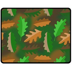 Leaves Foliage Pattern Oak Autumn Fleece Blanket (medium) by Maspions