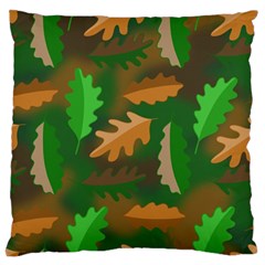 Leaves Foliage Pattern Oak Autumn Large Premium Plush Fleece Cushion Case (one Side) by Maspions