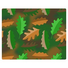 Leaves Foliage Pattern Oak Autumn Two Sides Premium Plush Fleece Blanket (teen Size) by Maspions