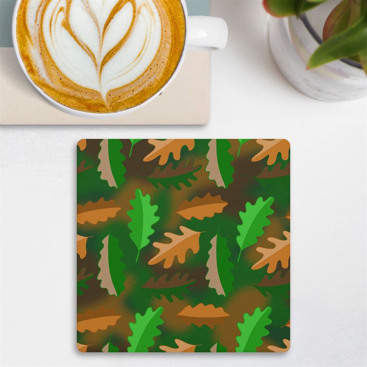 Leaves Foliage Pattern Oak Autumn UV Print Square Tile Coaster 