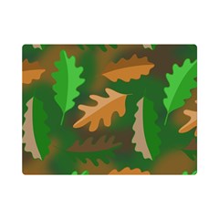 Leaves Foliage Pattern Oak Autumn Premium Plush Fleece Blanket (mini) by Maspions