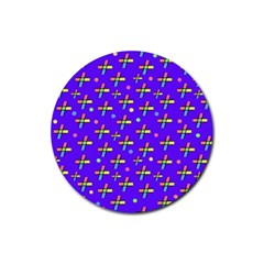 Abstract Background Cross Hashtag Rubber Round Coaster (4 Pack)