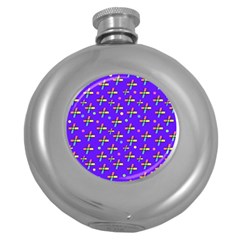 Abstract Background Cross Hashtag Round Hip Flask (5 Oz)