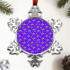 Abstract Background Cross Hashtag Metal Small Snowflake Ornament