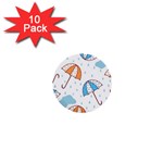 Rain Umbrella Pattern Water 1  Mini Buttons (10 pack)  Front