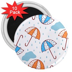 Rain Umbrella Pattern Water 3  Magnets (10 Pack) 