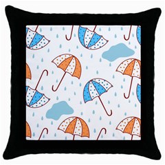 Rain Umbrella Pattern Water Throw Pillow Case (black)