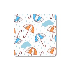 Rain Umbrella Pattern Water Square Magnet