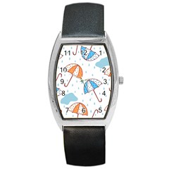 Rain Umbrella Pattern Water Barrel Style Metal Watch