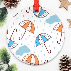 Rain Umbrella Pattern Water Round Ornament (two Sides)