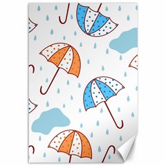 Rain Umbrella Pattern Water Canvas 12  X 18 