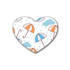 Rain Umbrella Pattern Water Rubber Heart Coaster (4 Pack)