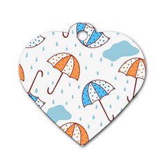 Rain Umbrella Pattern Water Dog Tag Heart (two Sides)