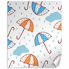 Rain Umbrella Pattern Water Canvas 11  X 14  by Maspions