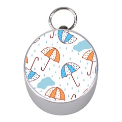 Rain Umbrella Pattern Water Mini Silver Compasses