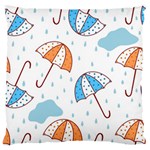 Rain Umbrella Pattern Water Large Premium Plush Fleece Cushion Case (One Side) Front