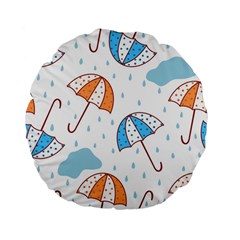 Rain Umbrella Pattern Water Standard 15  Premium Flano Round Cushions