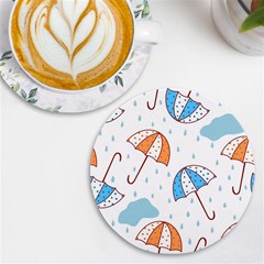 Rain Umbrella Pattern Water Uv Print Round Tile Coaster