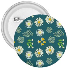 Drawing Flowers Meadow White 3  Buttons by Maspions