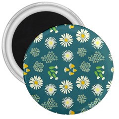 Drawing Flowers Meadow White 3  Magnets by Maspions