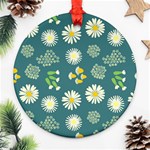 Drawing Flowers Meadow White Ornament (Round) Front