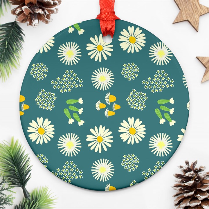 Drawing Flowers Meadow White Ornament (Round)