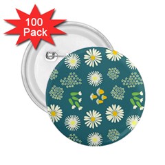 Drawing Flowers Meadow White 2 25  Buttons (100 Pack)  by Maspions