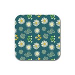 Drawing Flowers Meadow White Rubber Square Coaster (4 pack) Front