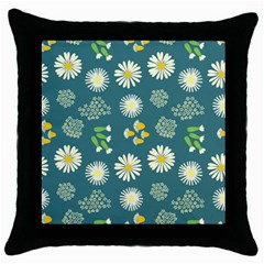 Drawing Flowers Meadow White Throw Pillow Case (black) by Maspions