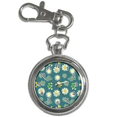 Drawing Flowers Meadow White Key Chain Watches by Maspions