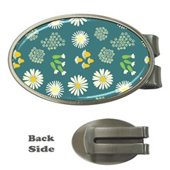 Drawing Flowers Meadow White Money Clips (oval)  by Maspions