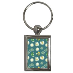 Drawing Flowers Meadow White Key Chain (rectangle) by Maspions