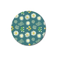 Drawing Flowers Meadow White Magnet 3  (round) by Maspions