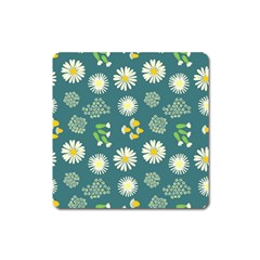 Drawing Flowers Meadow White Square Magnet by Maspions