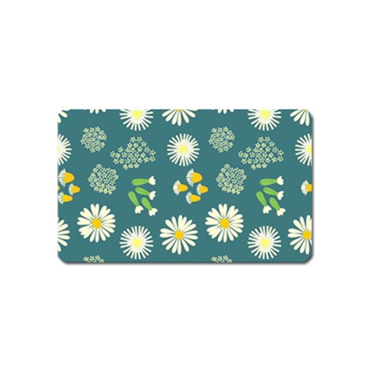 Drawing Flowers Meadow White Magnet (Name Card)